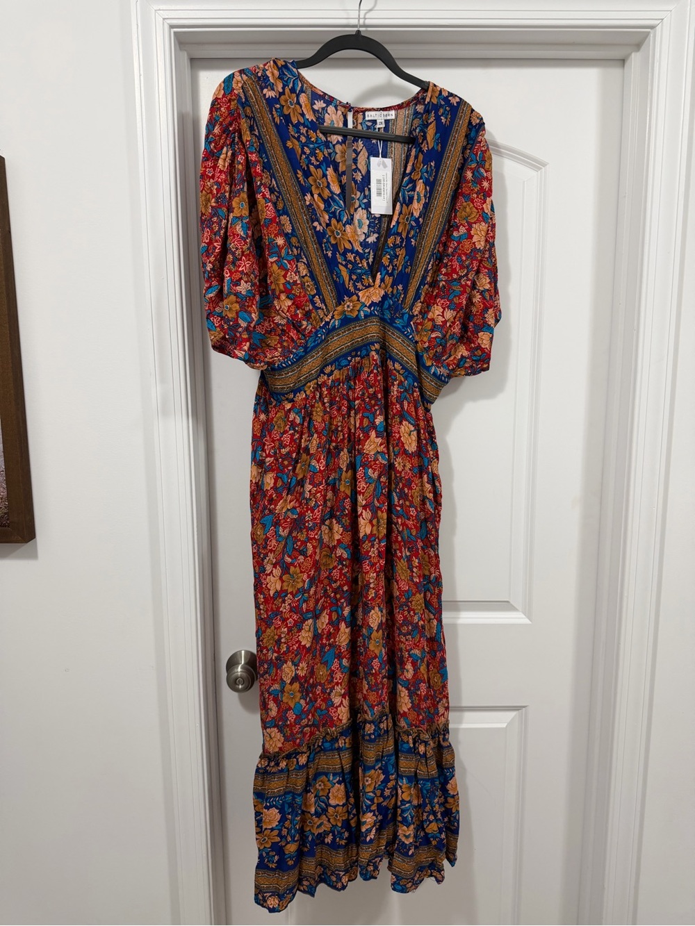 Baltic Born Red and Blue Floral Boho Maxi Dress